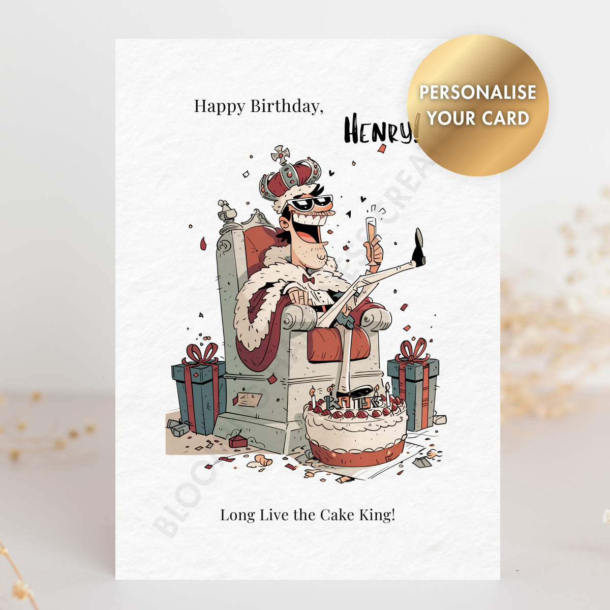 Personalised Birthday Card for Him – Custom Name | Handmade 5x7 Greeting Card with Envelope | Funny Birthday Gift Card