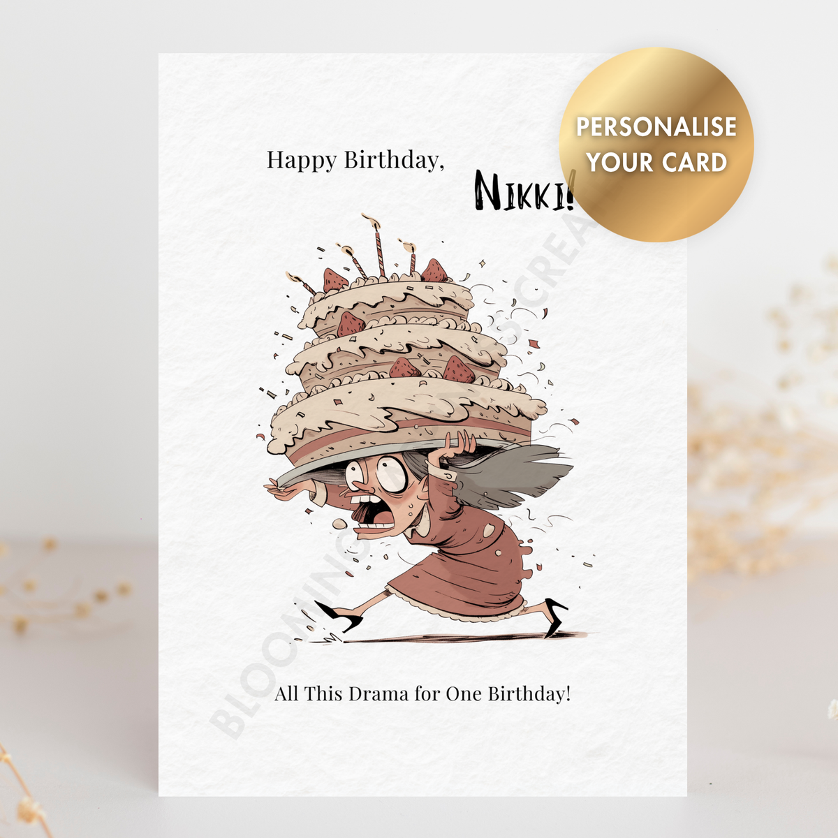 Personalised Birthday Card for Her – Custom Name | Handmade 5x7 Greeting Card with Envelope | Funny Birthday Gift Card