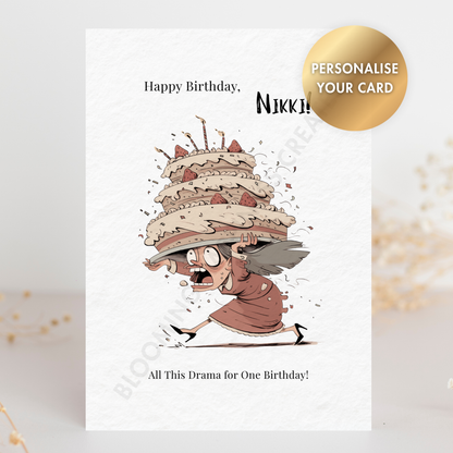 Personalised Birthday Card for Her – Custom Name | Handmade 5x7 Greeting Card with Envelope | Funny Birthday Gift Card