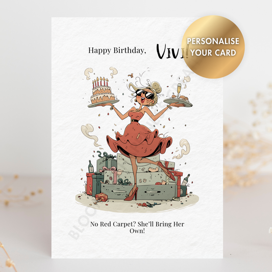 Personalised Birthday Card for Her – Custom Name | Handmade 5x7 Greeting Card with Envelope | Funny Birthday Gift Card