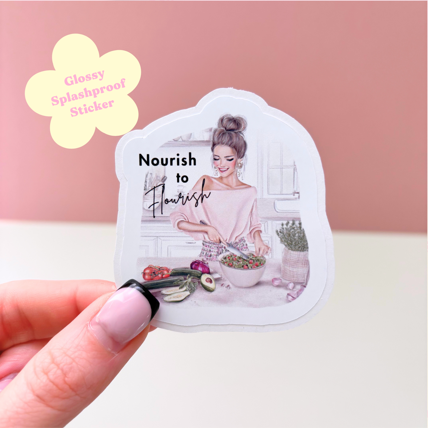 Nourish To Flourish | Die-Cut Glossy Sticker