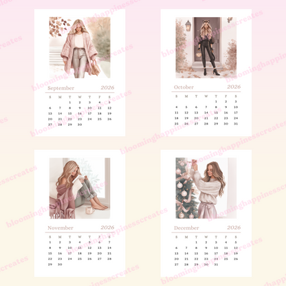 A5 Printable Monthly Calendar | Sep 25 - Dec 26