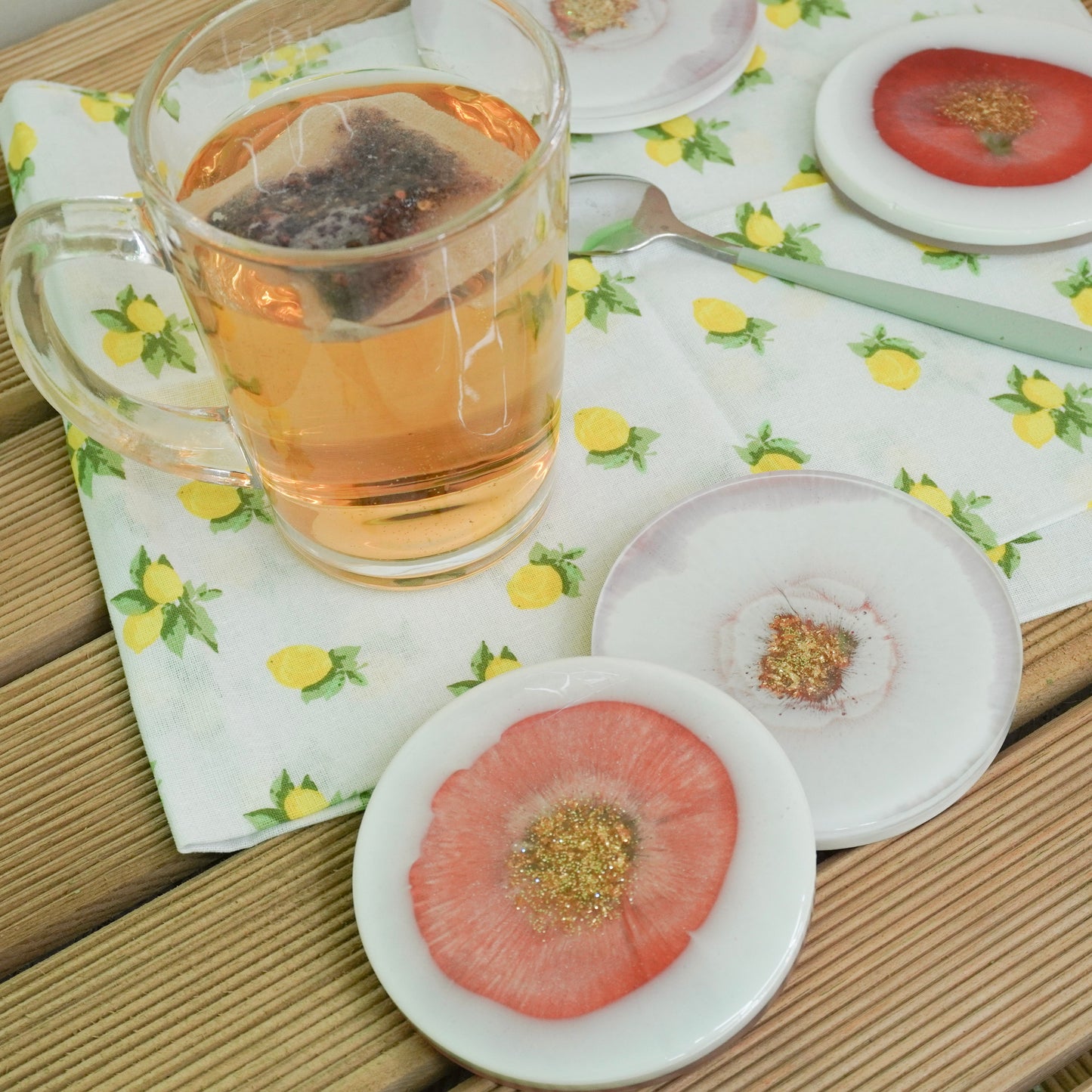 Gold and Pink Handmade Resin Coaster