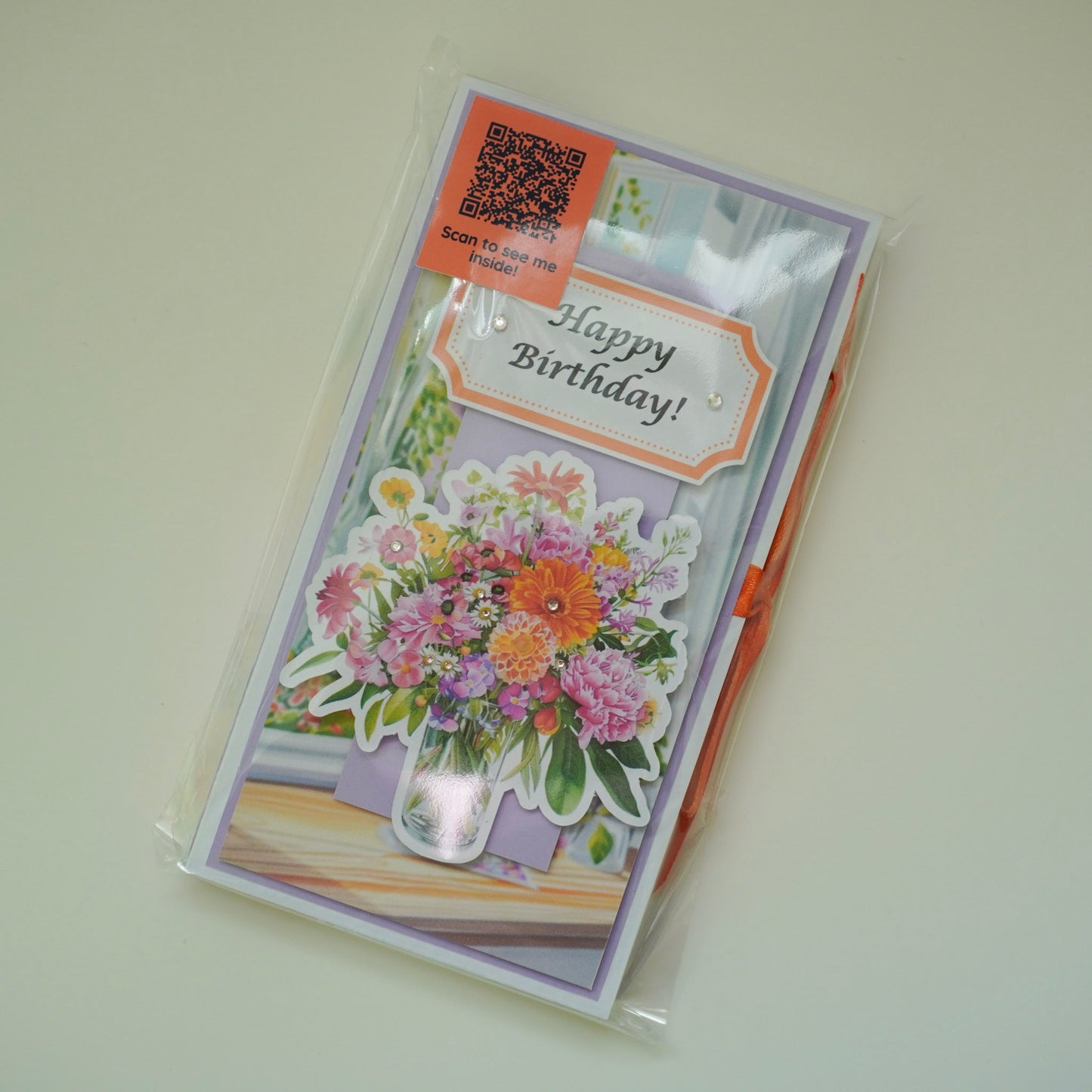 💜 Happy Birthday Card with Fresh Flowers & Joyful Design (Purple Tones)