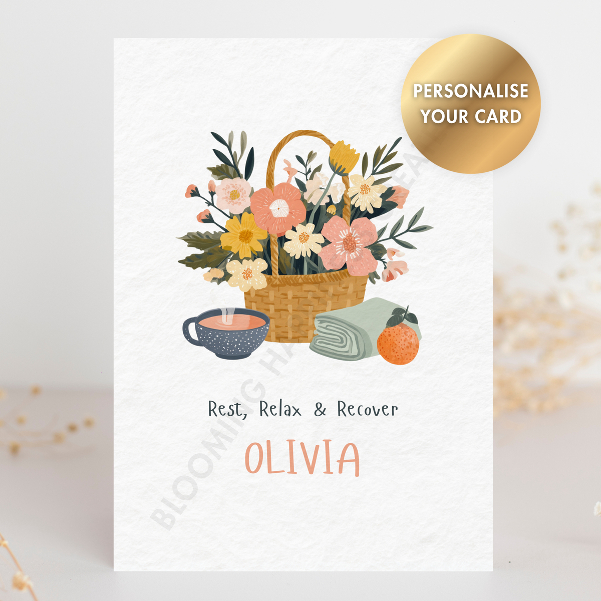 Personalised Get Well Soon Card – Custom Name | Handmade 5x7 Greeting Card with Envelope