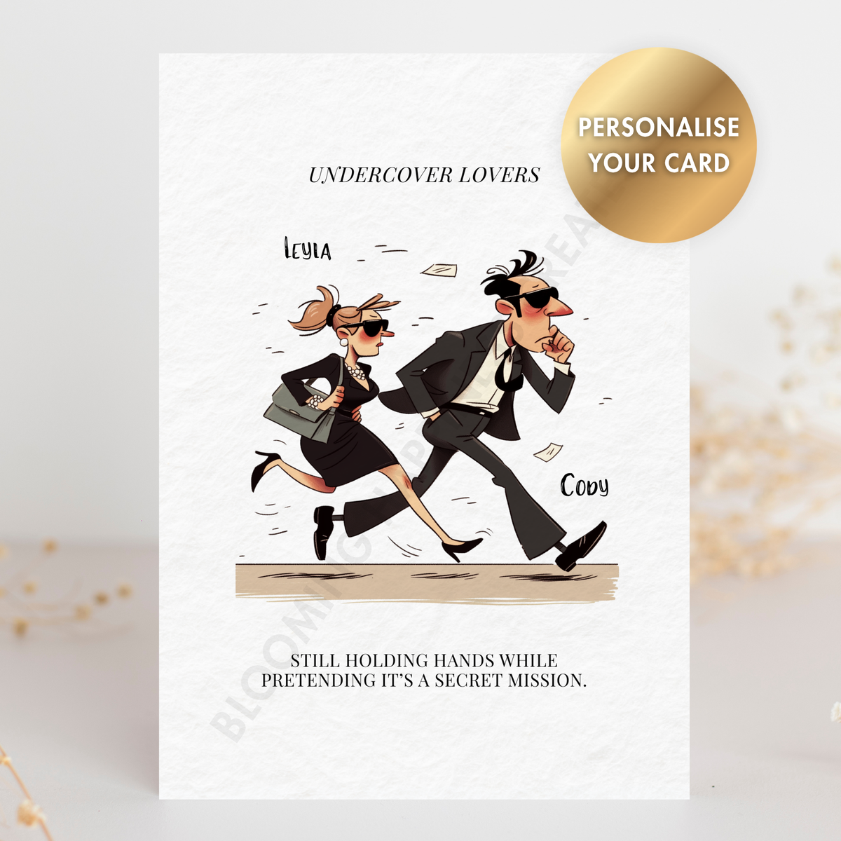 Personalised Funny Anniversary Card for Couples – 2 Custom Names | Handmade 5x7 Greeting Card with Envelope