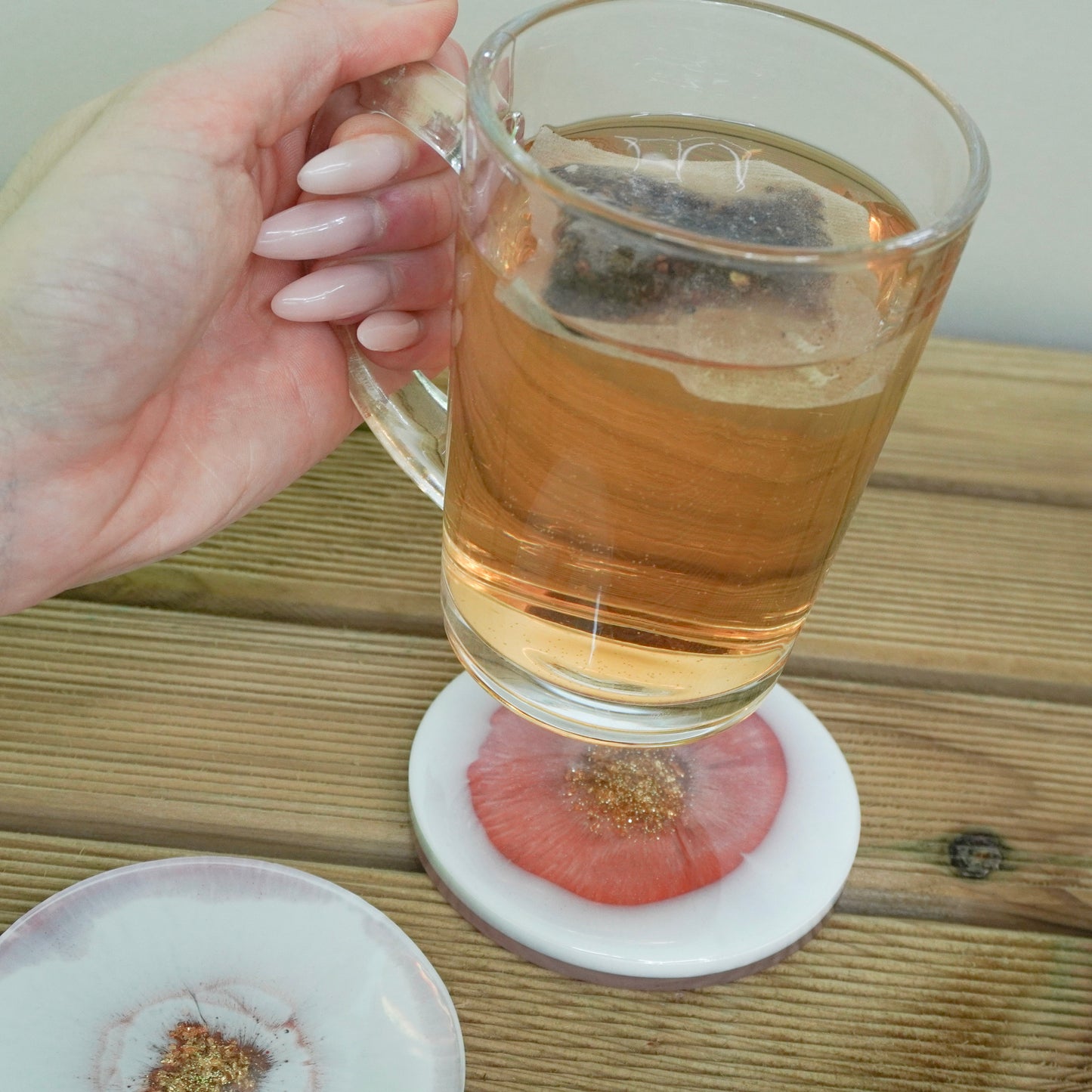 Gold and Pink Handmade Resin Coaster