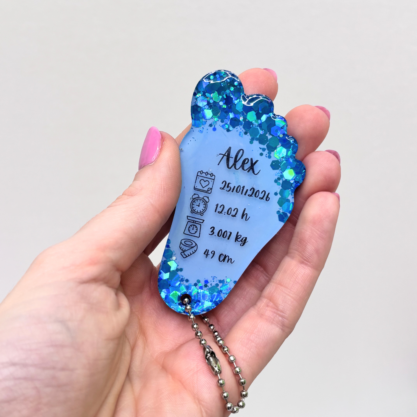Handmade Personalised Baby Resin Keychain – Perfect Newborn Keepsake Gift 💖