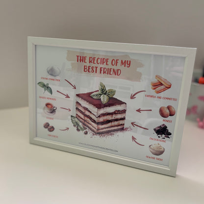 The Recipe of My Best Friend | A4 Print with a Frame – Tiramisu ☕🤍
