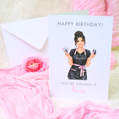 Personalised Birthday Card for Her – Custom Name | Handmade 5x7 Greeting Card with Envelope