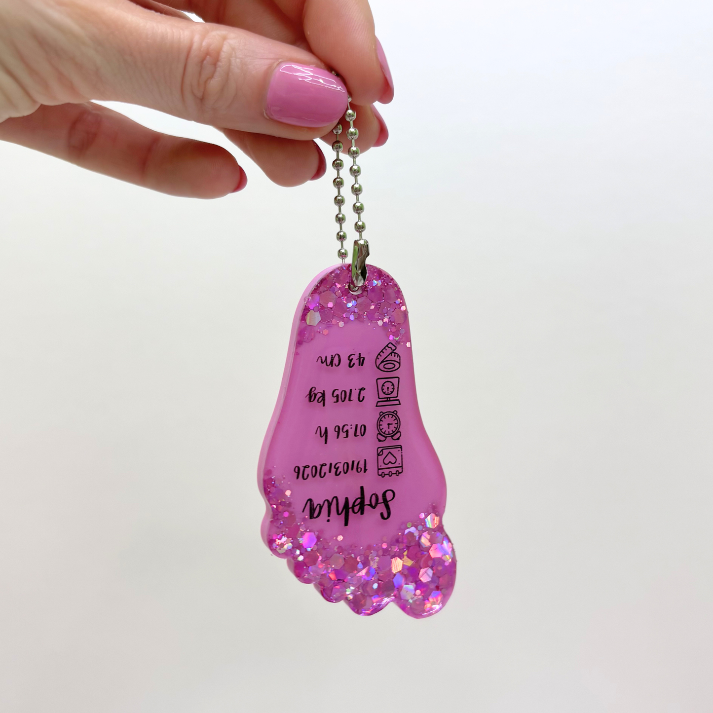 Handmade Personalised Baby Resin Keychain – Perfect Newborn Keepsake Gift 💖