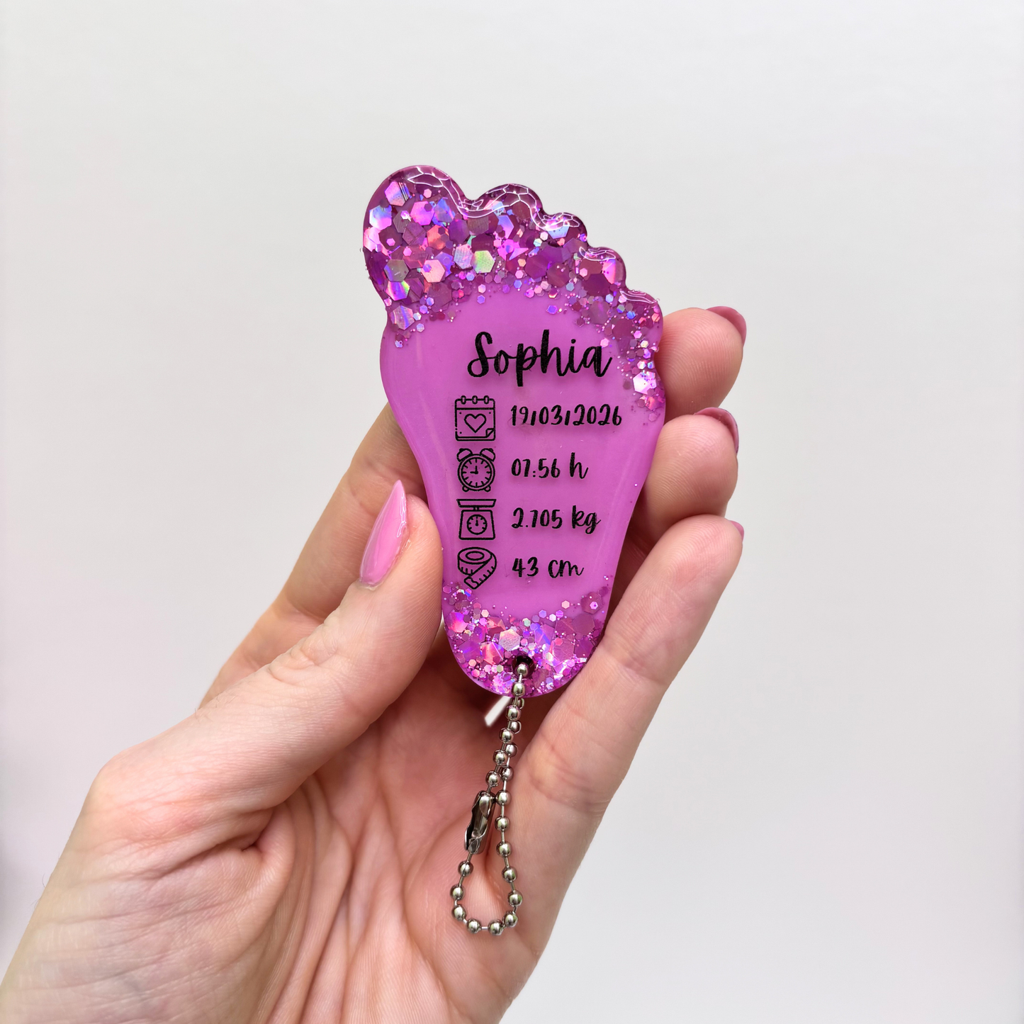 Handmade Personalised Baby Resin Keychain – Perfect Newborn Keepsake Gift 💖