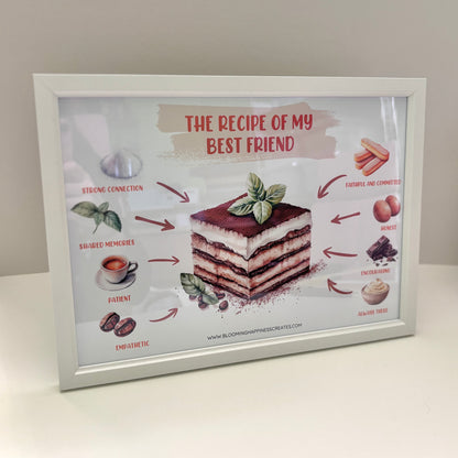 The Recipe of My Best Friend | A4 Print with a Frame – Tiramisu ☕🤍