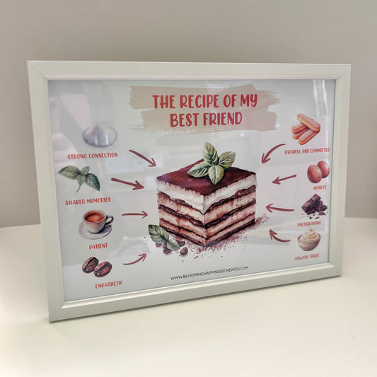 The Recipe of My Best Friend | A4 Print with a Frame – Tiramisu ☕🤍