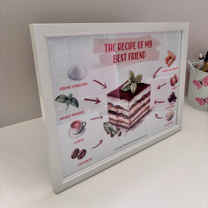 The Recipe of My Best Friend | A4 Print with a Frame – Tiramisu ☕🤍