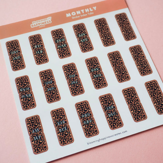 Leopard Print Monthly Sticker Index Tabs