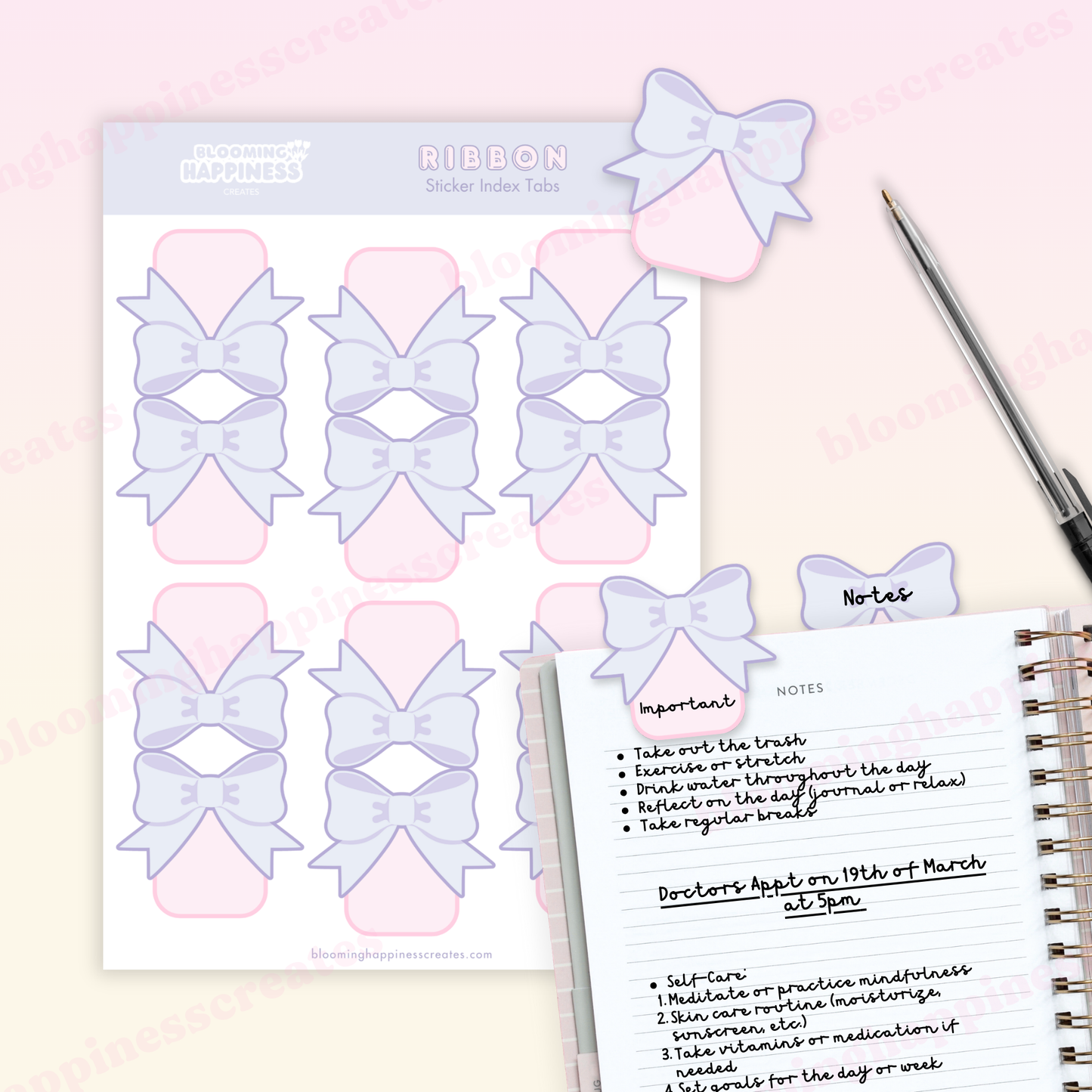 Ribbon Index Tabs | Sticker Sheet
