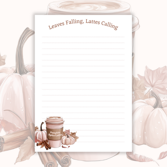 A6 Notepad Leaves Falling, Lattes Calling
