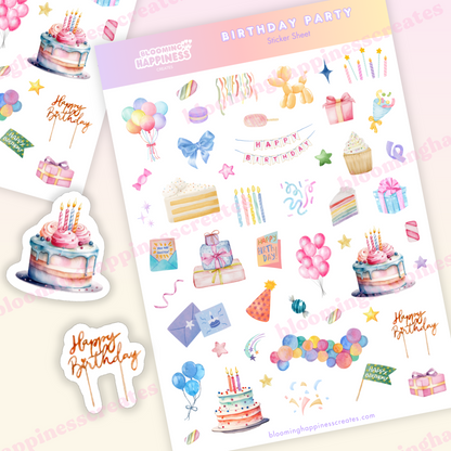 Birthday Party | Planner & Journal Sticker Sheet