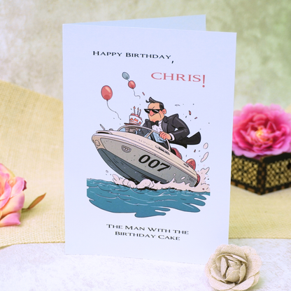Personalised Birthday Card for Him – Custom Name | Handmade 5x7 Greeting Card with Envelope | Funny Birthday Gift Card