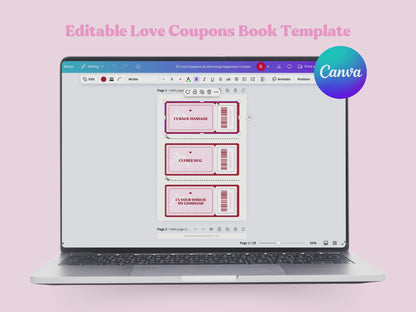 Customizable Love Coupon Book, Love Editable Coupon Template, Printable Love Coupons, Coupon Book Template, Love Coupons, Couple Coupons